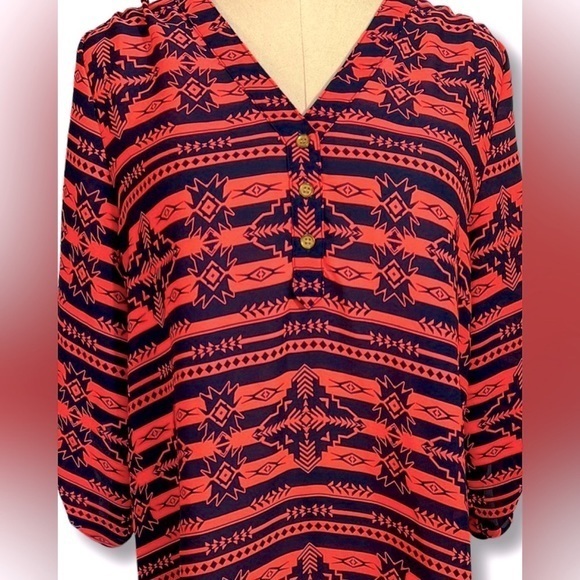 Nwot Rue21 Dress Aztec Chiffon Tunic 1/2 Or 3/4 Sleeve L